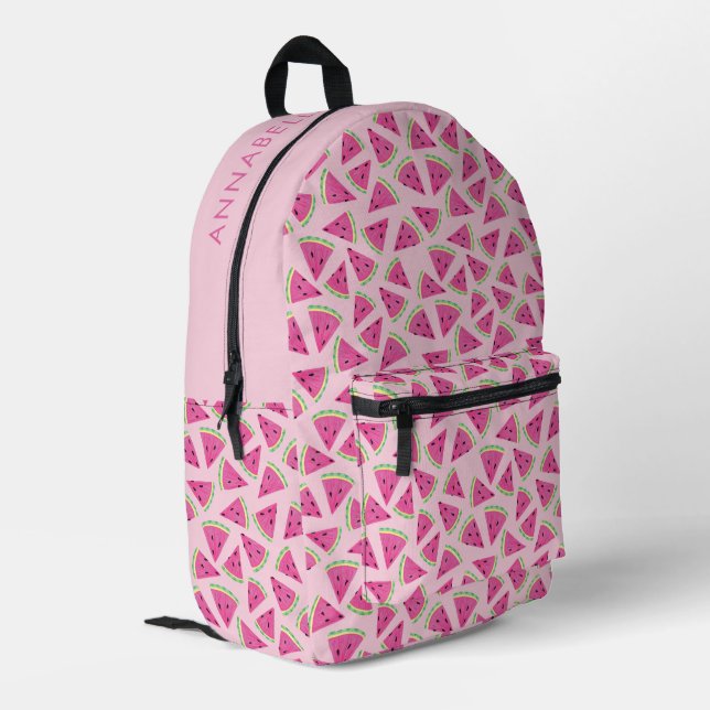 Pink Tropical Watermelon Pattern Printed Backpack (Back Corner Left)