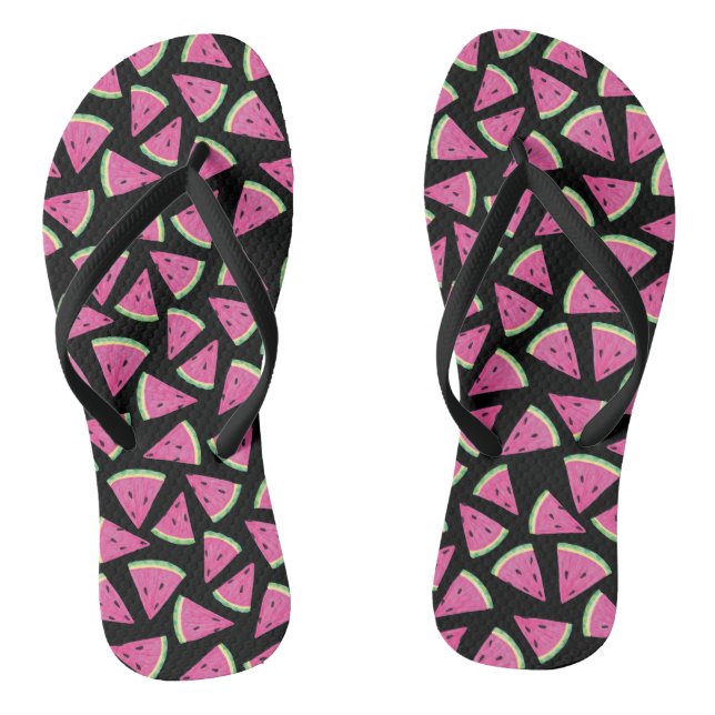 Pink Tropical Watermelon Pattern Thongs (Footbed)