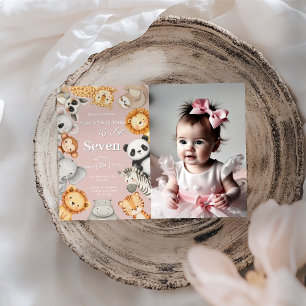 Pink Tropical Wild Jungle Safari Animals Invitation