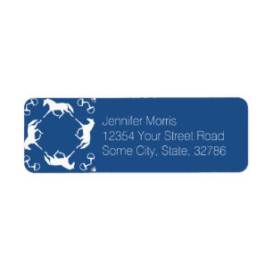 Pink Trotting Horses and Bits Pattern Return Address Label