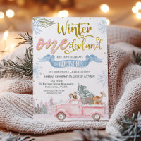 Pink Truck Banner Winter Onederland 1st Birthday