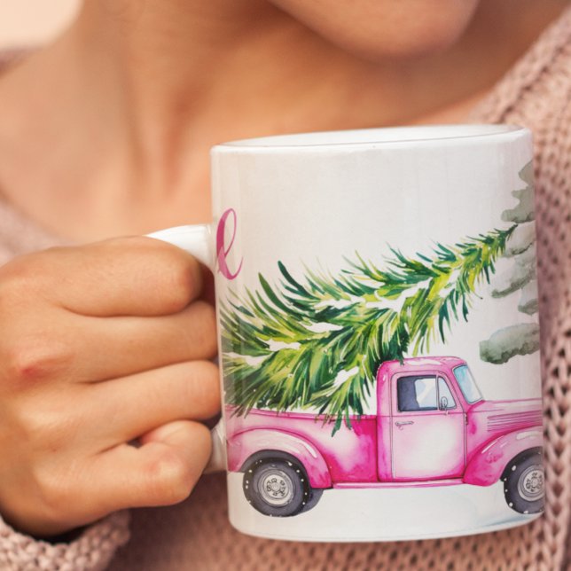  Pink Truck Christmas Adventure  Two-Tone Coffee Mug (Creator Uploaded)