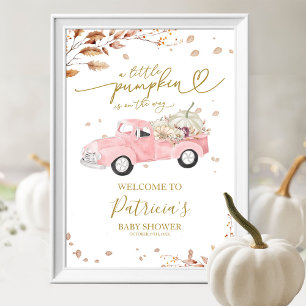Pink Truck Fall Girl Baby Shower Welcome Sign