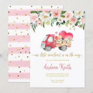 Pink Truck Our Little Sweetheart Invitation