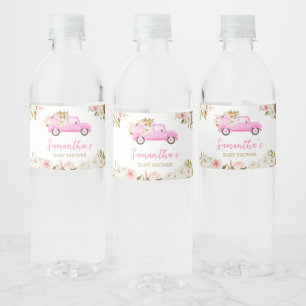 Pink Truck Pumpkin Baby Shower  Water Bottle Label