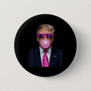 Pink Trump Bubble Gum Gift 2024 Vote President Fun 6 Cm Round Badge