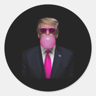 Pink Trump Bubble Gum Shirt 2024 Vote President Fu Classic Round Sticker