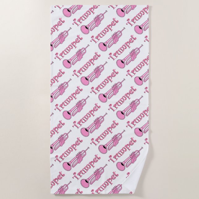 Pink Trumpet Beach Towel (Front)