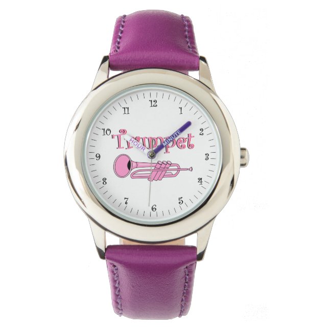 Pink Trumpet Ceramic Ornament Watch (Front)