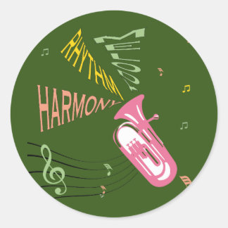 Pink trumpet classic round sticker