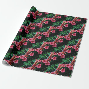 Pink Trumpet Honeysuckle Botanical Art Wrapping Paper