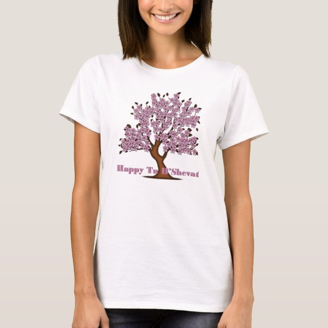Pink Tu B'Shevat Flower Tree T-Shirt (Front)
