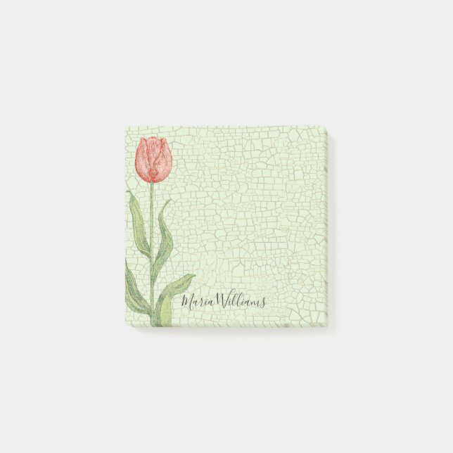 Pink Tulip Add Name 3x3 Post-it Notes (Front)