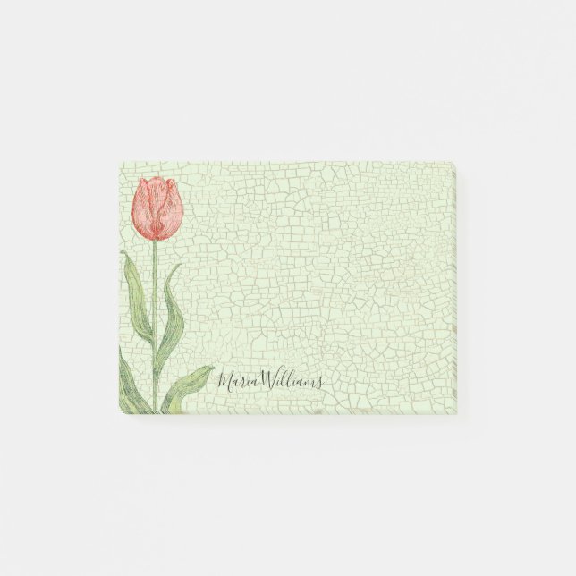 Pink Tulip Add Name 4x3 Post-it Notes (Front)