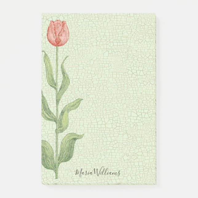Pink Tulip Add Name 4x6 Post-it Notes (Front)