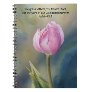 Pink Tulip Bible Verse Faith Prayer Journal