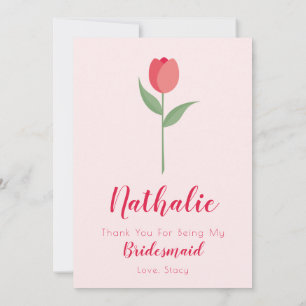 Pink Tulip Bridesmaid Thank You Card