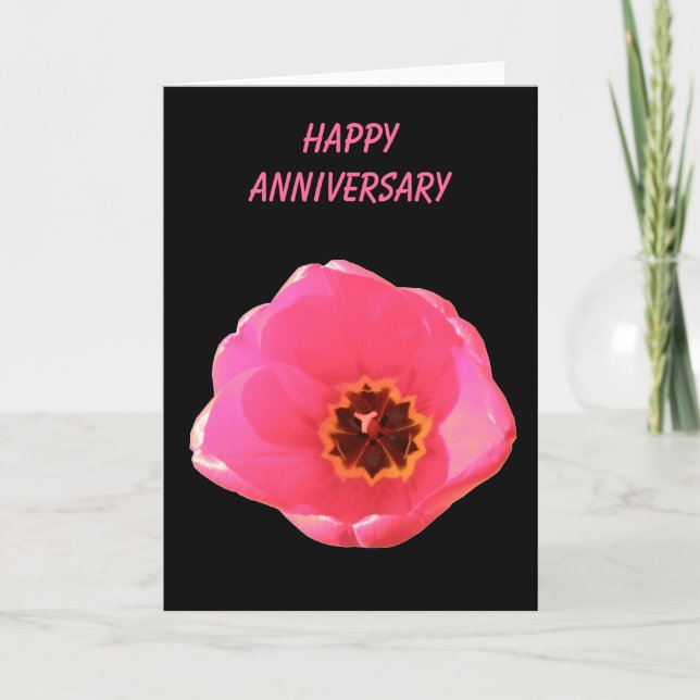 Pink Tulip Customisable Greeting Card (Front)
