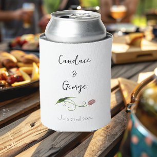 Pink Tulip Floral Can Cooler