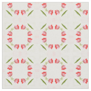 Pink Tulip Floral Geometric Kaleidoscope Pattern Fabric
