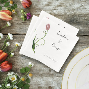 Pink Tulip Floral Napkin