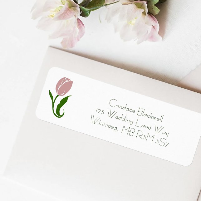 Pink Tulip Floral Return Address Label (Creator Uploaded)