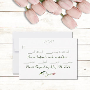 Pink Tulip Floral RSVP Card