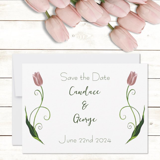 Pink Tulip Floral Save The Date (Creator Uploaded)