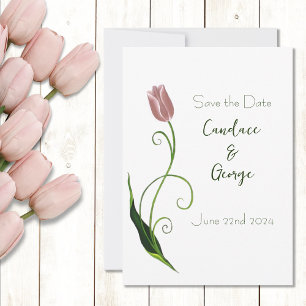 Pink Tulip Floral Save The Date