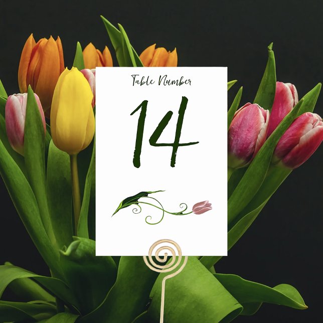 Pink Tulip Floral Table Number (Creator Uploaded)