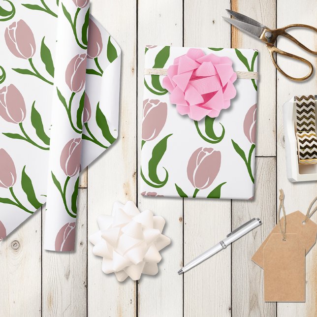 Pink Tulip Floral Wrapping Paper (Creator Uploaded)