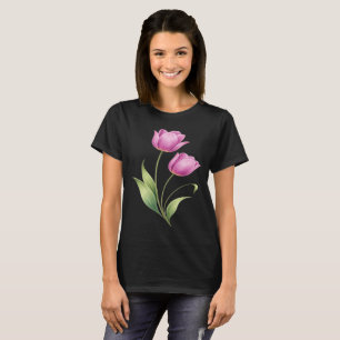 Pink Tulip Flower Aesthetic Graphic T-Shirt