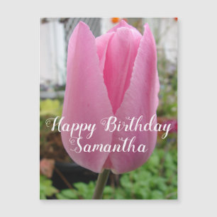 Pink Tulip Flower Floral Birthday Tulips Magnetic 