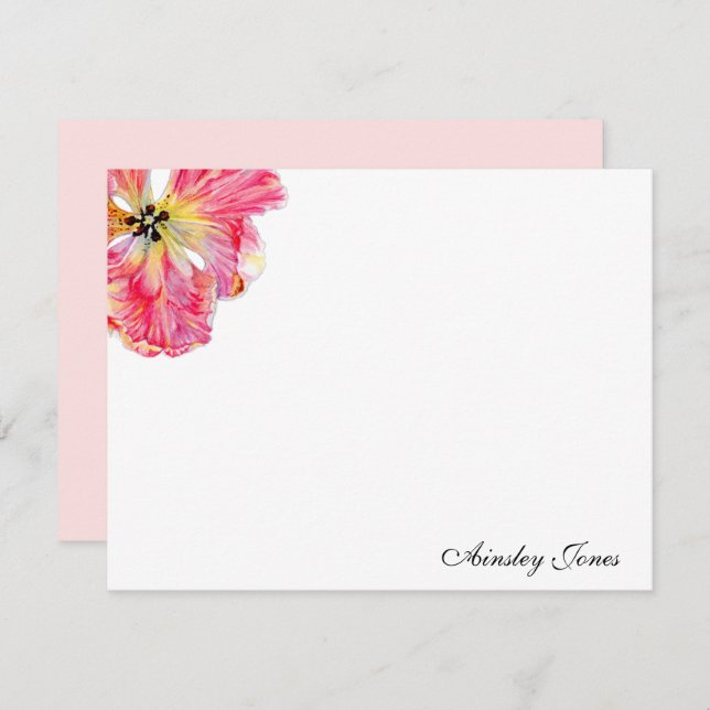 Pink Tulip flower Note Card (Front/Back)