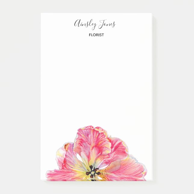 Pink Tulip flower Notepad (Front)