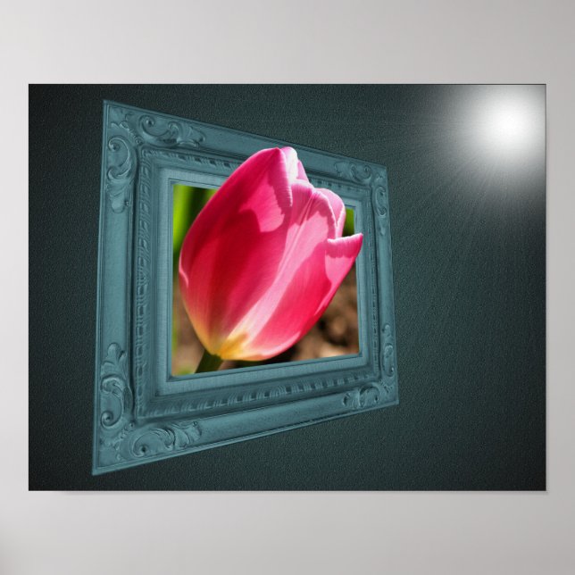 Pink Tulip Flower Out Of Frame Poster (Front)