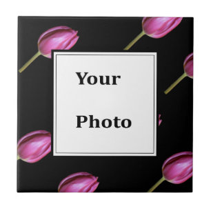 Pink Tulip Flower Photo Floral Custom Gift Favour Ceramic Tile