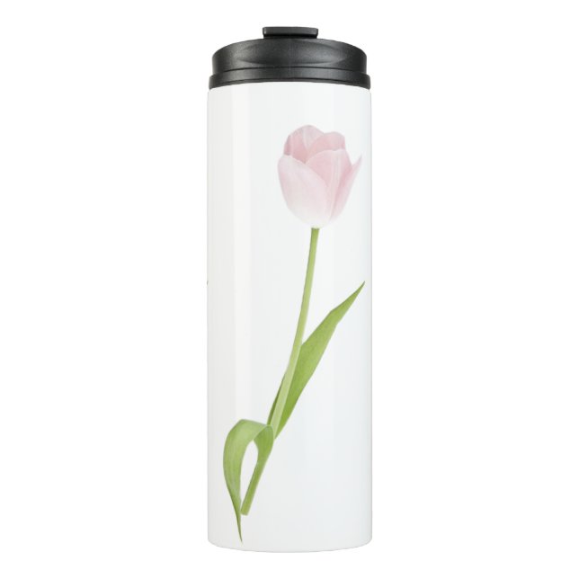 Pink Tulip Flower Thermal Tumbler (Front)