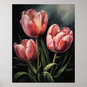 Pink Tulip Flowers Art Print Poster
