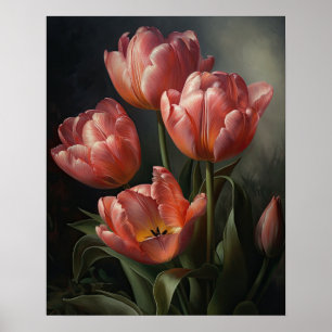 Pink Tulip Flowers Art Print Poster