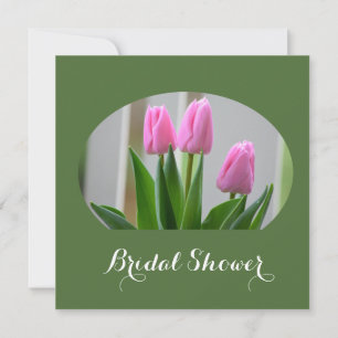 Pink tulip flowers bridal shower invitations. invitation