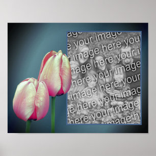 Pink Tulip Flowers Frame Add Your Photo Poster