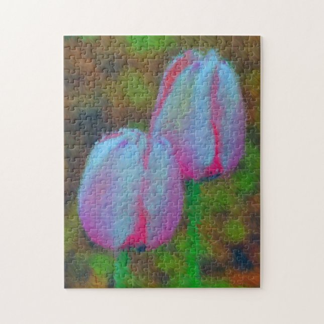 Pink Tulip Flowers Impressionist Painting  Jigsaw Puzzle (Vertical)