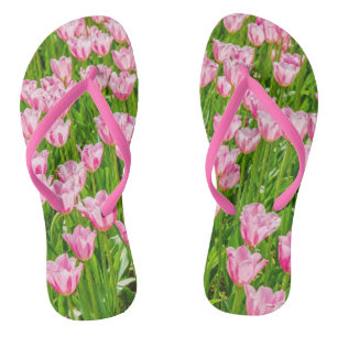 Pink tulip flowers thongs