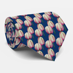 Pink Tulip Flowers Tie