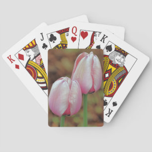 Pink Tulip Flowers With Raindrops  Playing Cards