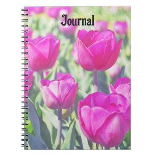Pink Tulip Garden Art Journal Notebook
