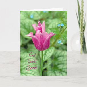 Pink Tulip Get Well Soon Card