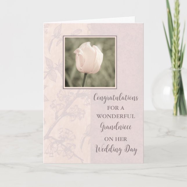Pink Tulip Grandniece Wedding Day Congratulations Card (Front)