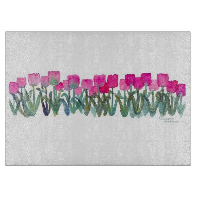 Pink Tulip Grove Cutting Board (Front)